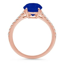 2.21 ct Oval Cut Simulated Blue Sapphire Solitaire with Accents Engagement Ring for Women in 18K Rose Gold