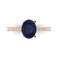 thumbnail image 1 of 2.21 ct Oval Cut Simulated Blue Sapphire Solitaire with Accents Engagement Ring for Women in 18K Rose Gold, 1 of 5