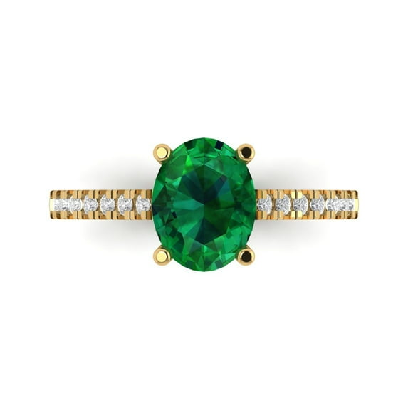 Clara Pucci 14K Yellow Gold 2.21ct Emerald Solitaire with Accents Ring