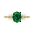 thumbnail image 1 of 2.21 ct Oval Cut Simulated Emerald Solitaire with Simulated Diamond Accents 18K Yellow Gold Womens Engagement Ring, 1 of 5