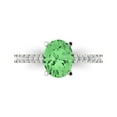 thumbnail image 1 of 2.21 ct Oval Cut Simulated Green Diamond Solitaire with Simulated Diamond Accents 18K White Gold Womens Engagement Ring, 1 of 5