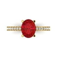thumbnail image 1 of 2.21 ct Oval Cut Simulated Pink Tourmaline Solitaire with Accents Engagement Ring for Women in 18K Yellow Gold, 1 of 5