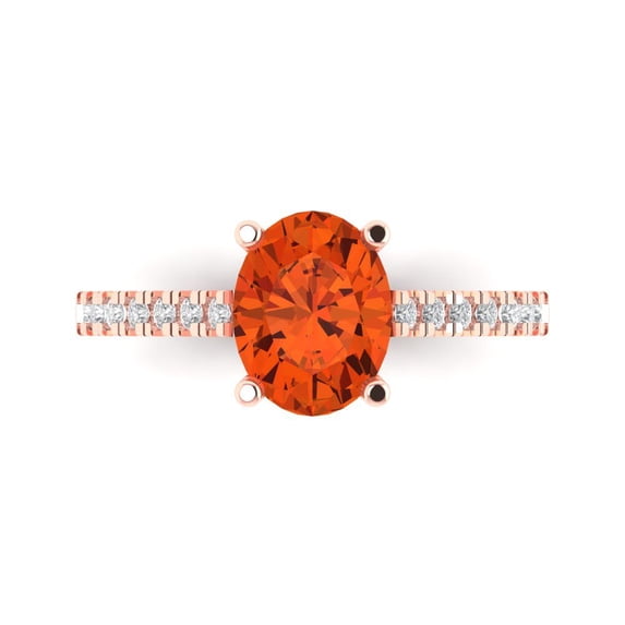 Clara Pucci 14K Rose Gold 2.21ct Red Solitaire with Accents Ring for Women