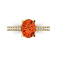 thumbnail image 1 of 2.21 ct Oval Cut Simulated Red Diamond Solitaire with Accents Engagement Ring for Women in 18K Yellow Gold, 1 of 5
