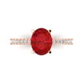 thumbnail image 1 of 2.21 ct Oval Cut Simulated Ruby Solitaire with Simulated Diamond Accents 14K Rose Gold Womens Engagement Ring, 1 of 5