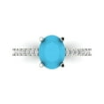 thumbnail image 1 of 2.21 ct Oval Cut Simulated Turquoise Solitaire with Simulated Diamond Accents 14K White Gold Womens Engagement Ring, 1 of 7
