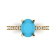 thumbnail image 1 of 2.21 ct Oval Cut Simulated Turquoise Solitaire with Simulated Diamond Accents 18K Yellow Gold Womens Engagement Ring, 1 of 5