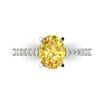 thumbnail image 1 of 2.21 ctw Solitaire with Zirconia Diamond Accents Anniversary Ring for Women | Oval Cut Simulated Yellow Diamond | Hyperallergenic Solid 14K White Gold, 1 of 5