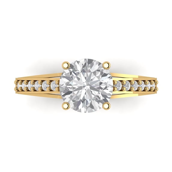 Clara Pucci 14K Yellow Gold 2.21ct Clear Solitaire with Accents Ring