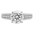 thumbnail image 1 of 2.21 ct Round Cut Genuine Cultured Diamond VS1-VS2 J-K 18K White Gold Promise Wedding Statement Engagement Designer Ring W/ Crystal side stones size 4.5, 1 of 6