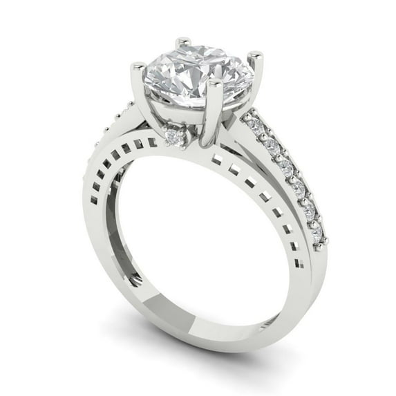 2.21 ct round cut clear Zircon 14k white gold Bridal Wedding Engagement Promise Anniversary Ring for Women size 8.75