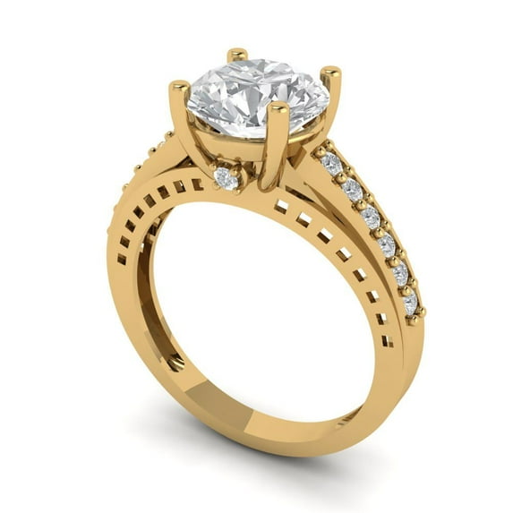 2.21 ct round cut clear Zircon 18k yellow gold Bridal Wedding Engagement Promise Anniversary Ring for Women size 8.25
