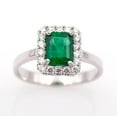 thumbnail image 1 of 2.21ct Emerald Cut Emerald Ring | Colombian Emerald and Diamonds Three Stone Ring, 1 of 3