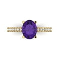 thumbnail image 1 of 2.21 ct Oval Cut Natural Amethyst Solitaire with Accents Engagement Ring for Women in 18K Yellow Gold, 1 of 5