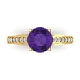 thumbnail image 1 of Solitaire with Accents Engagement Ring for Women - 2.21ct Natural Amethyst in 18K Yellow Gold Promise Ring, 1 of 6