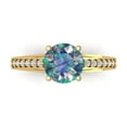 thumbnail image 1 of 2.21ct Round Cut Blue Moissanite 14k Yellow Gold Engraving Statement Bridal Wedding Designer Ring Size 10.5, 1 of 8