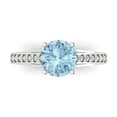 thumbnail image 1 of 2.21ct Round Cut Blue Natural Aquamarine 18k White Gold Engraving Statement Bridal Wedding Designer Ring Size 7.5, 1 of 5