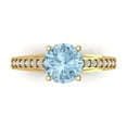 thumbnail image 1 of 2.21ct Round Cut Blue Natural Aquamarine 18k Yellow Gold Engraving Statement Bridal Wedding Designer Ring Size 5.5, 1 of 5