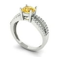thumbnail image 1 of 2.21ct Round Cut Blue Crystal 18k White Gold Engraving Statement Bridal Wedding Designer Ring Size 5.75, 1 of 7