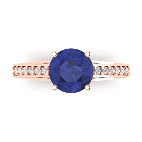 Clara Pucci 14K Rose Gold 2.21ct Tanzanite Solitaire with Accents Ring
