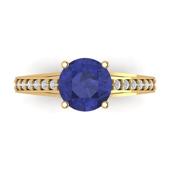 Clara Pucci 14K Yellow Gold 2.21ct Tanzanite Solitaire with Accents Ring
