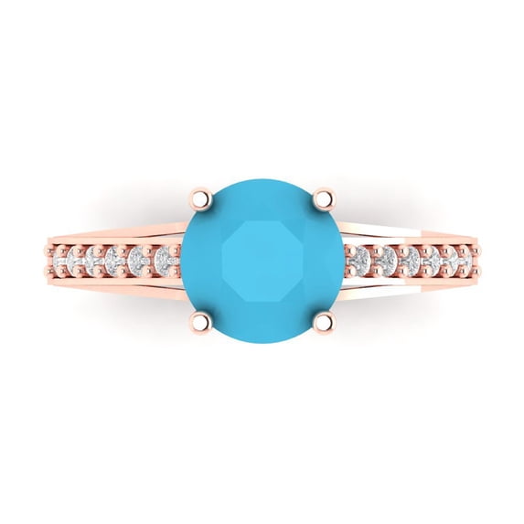 Clara Pucci 14K Rose Gold 2.21ct Turquoise Solitaire with Accents Ring