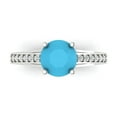 thumbnail image 1 of 2.21ct Round Cut Blue Turquoise 18k White Gold Engraving Statement Bridal Wedding Designer Ring Size 4, 1 of 5