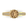 thumbnail image 1 of 2.21ct Round Cut Brown Champagne Crystal 18k Yellow Gold Engraving Statement Bridal Wedding Designer Ring Size 9, 1 of 5