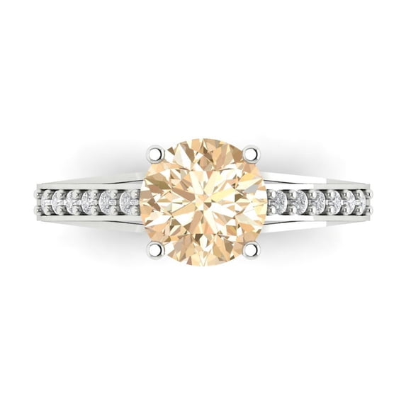 Clara Pucci 14K White Gold 2.21ct Morganite Solitaire with Accents Ring