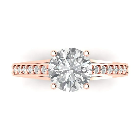 Clara Pucci 14K Rose Gold 2.21ct Moissanite Solitaire with Accents Ring