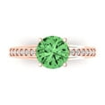 thumbnail image 1 of 2.21ct Round Cut Green Crystal 14k Pink Rose Gold Engraving Statement Bridal Wedding Designer Ring Size 7, 1 of 5