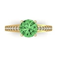 thumbnail image 1 of 2.21ct Round Cut Green Crystal 18k Yellow Gold Engraving Statement Bridal Wedding Designer Ring Size 3.5, 1 of 5