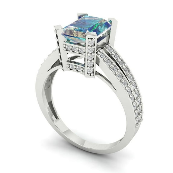 2.21ct Round Cut White Sapphire 14k White Gold Engraving Statement Bridal Wedding Designer Ring Size 6