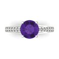 thumbnail image 1 of Clara Pucci 14K White Gold 2.21ct Amethyst Solitaire with Accents Ring, 1 of 8