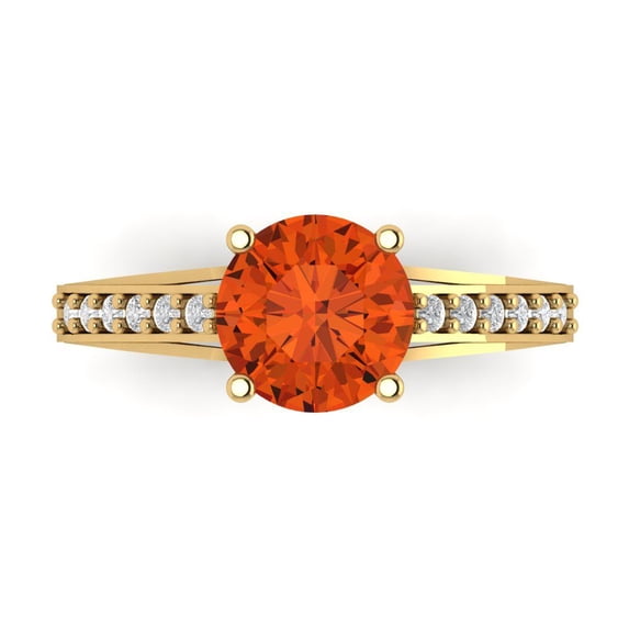 Clara Pucci 14K Yellow Gold 2.21ct Red Solitaire with Accents Ring