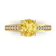 thumbnail image 1 of 2.21ct Round Cut Yellow Crystal 14k Yellow Gold Engraving Statement Bridal Wedding Designer Ring Size 8, 1 of 5