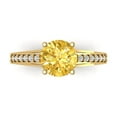 thumbnail image 1 of 2.21ct Round Cut Yellow Natural Citrine 18k Yellow Gold Engraving Statement Bridal Wedding Designer Ring Size 11, 1 of 5