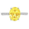 thumbnail image 1 of 2.21 ct Oval Cut Simulated Yellow Diamond Solitaire with Simulated Diamond Accents 14K White Gold Womens Engagement Ring, 1 of 4
