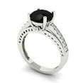 thumbnail image 1 of 2.21ct round cut black natural onyx 14k white gold Bridal Wedding Engagement Promise Anniversary Ring for Women size 9.5, 1 of 7