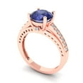 thumbnail image 1 of 2.21ct round cut blue tanzanite 14k rose gold Bridal Wedding Engagement Promise Anniversary Ring for Women size 5.5, 1 of 7