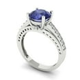 thumbnail image 1 of 2.21ct round cut blue tanzanite 18k white gold Bridal Wedding Engagement Promise Anniversary Ring for Women size 6, 1 of 7