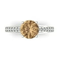 thumbnail image 1 of Clara Pucci 14K White Gold Solid Gold Champagne Solitaire with Accents Anniversary Ring for Women - 2.21 cttw Round Cut, 1 of 8