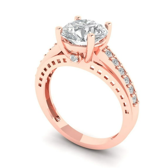 2.21ct round cut clear moissanite 14k rose gold Bridal Wedding Engagement Promise Anniversary Ring for Women size 9.75