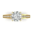 thumbnail image 1 of Clara Pucci 14K Yellow Gold Solid Gold Moissanite Solitaire with Accents Anniversary Ring for Women - 2.21 cttw Round Cut, 1 of 8