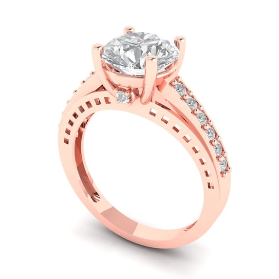 2.21ct round cut clear moissanite 18k rose gold Bridal Wedding Engagement Promise Anniversary Ring for Women size 8.75