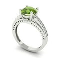 thumbnail image 1 of 2.21ct round cut green natural peridot 18k white gold Bridal Wedding Engagement Promise Anniversary Ring for Women size 4, 1 of 7