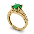 thumbnail image 1 of 2.21ct round cut green emerald 14k yellow gold Bridal Wedding Engagement Promise Anniversary Ring for Women size 9.25, 1 of 7