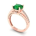 thumbnail image 1 of 2.21ct round cut green emerald 18k rose gold Bridal Wedding Engagement Promise Anniversary Ring for Women size 4.75, 1 of 7