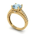 thumbnail image 1 of 2.21ct round cut natural sky blue topaz 18k yellow gold Bridal Wedding Engagement Promise Anniversary Ring for Women size 8.25, 1 of 7