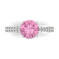 thumbnail image 1 of Clara Pucci 14K White Gold Solid Gold Pink Solitaire with Accents Anniversary Ring for Women - 2.21 cttw Round Cut, 1 of 8